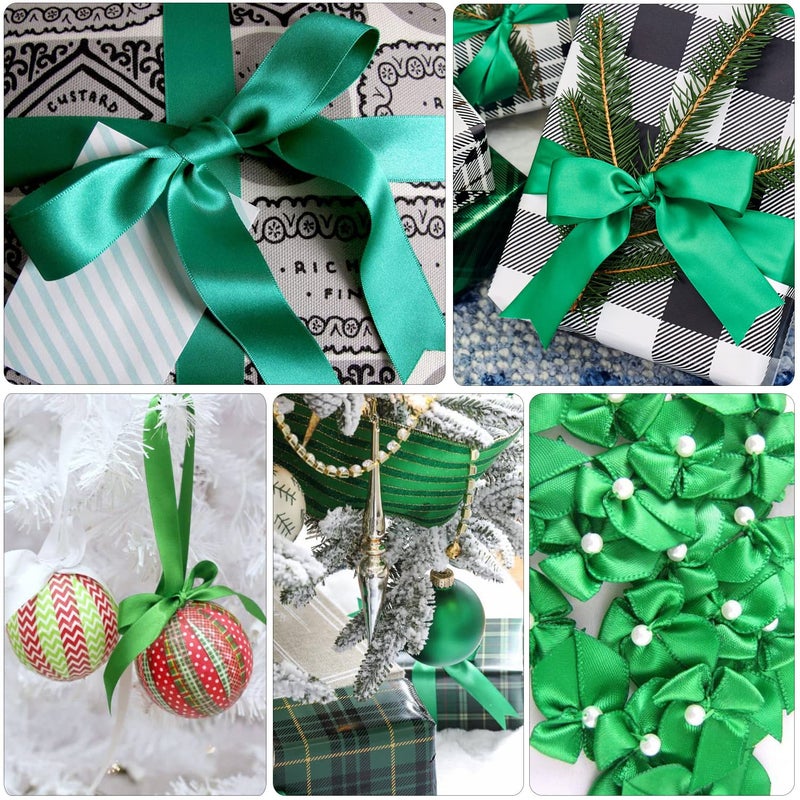HLOMVE Solid Color Green Satin Ribbon  3/4 Inches x 25 Yards Fabric Satin Ribbon for Gift Wrapping  Crafts  Hair Bows Making  Wreath  Wedding Party Decoration and Other Sewing Projects - Image 4